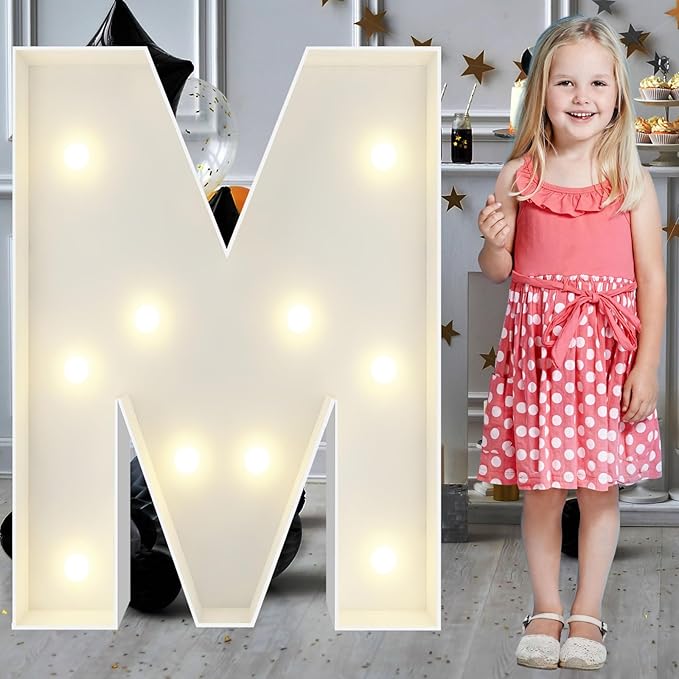 3FT Marquee Light Up Letters M, Big Marquee Letter for Baby Shower Birthday Engagement Wedding Marry Me Party Decor