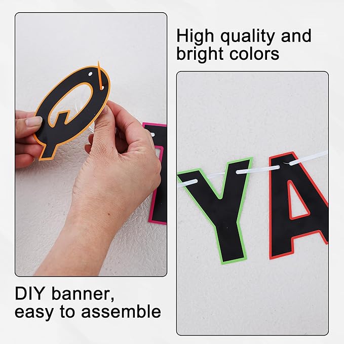 BEISHIDA 116 PCS A-Z DIY Letter Banner Kit Make Your Own Banner Rainbow Including 111 Letters and Numbers 3 Rope and 2 Threading Device,Customized for Birthday Graduation Wedding Party Decor