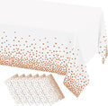misaya 6 Packs Dot Disposable Table Cloth, 54 x 108 Inch Waterproof Plastic Tablecloth, Rectangle Rose Gold Dots in White Table Covers for Easter, Picnic, Birthday, Party