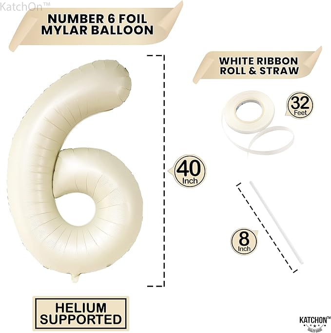 KatchOn, Cream Number 1 Balloons for 1st Birthday - Giant 40 Inch | One Balloon for First Decoration | 1 Balloon Number For The Big One Birthday Decorations | 1st Happy Anniversary Decorations
