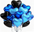 TONIFUL 30Pcs 18 Inch Blue Navy Blue Black Balloons Heart Shape Foil Mylar Banners Decoration for Birthday Valentine's Day Wedding Bridal Shower Anniversary Engagement Party Supplies