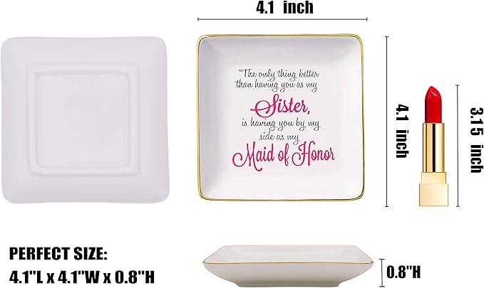 Topthink The Only Thing Better Than Having You As My Sister – Ceramic Jewelry Holder Ring Dish Trinket Tray – Funny Bridemaid gift -Bride shower Gifts -Gifts for Sister,Maid Of Honor,Friends,Women
