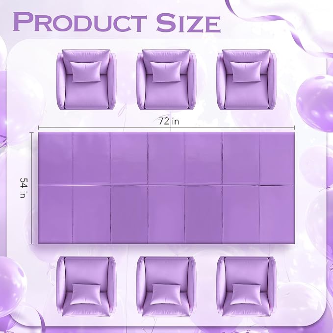 1 Piece Light Purple Foil Tablecloth 54*72inch Plastic Birthday Party Table Cloths Disposable Waterproof Table Cover for Halloween Bridal Shower Wedding Anniversary Baby Shower Elegant Party Supplies
