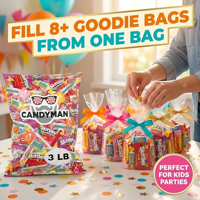 CANDYMAN Assorted Candy Variety Pack 3lbs of Pinata Stuffers, Bulk Candy for Party Favors Goodie Bags for Birthday Party, Candies in Bulk Individually Wrapped