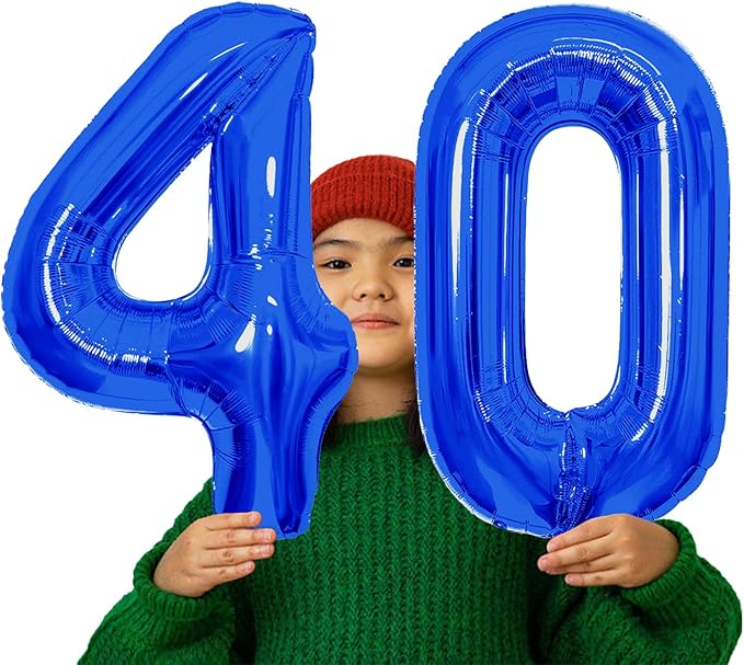 Number Balloons Navy Blue Balloons - Giant Number 40 Balloon, Blue 40th Number Balloon Birthday Decorations for Him