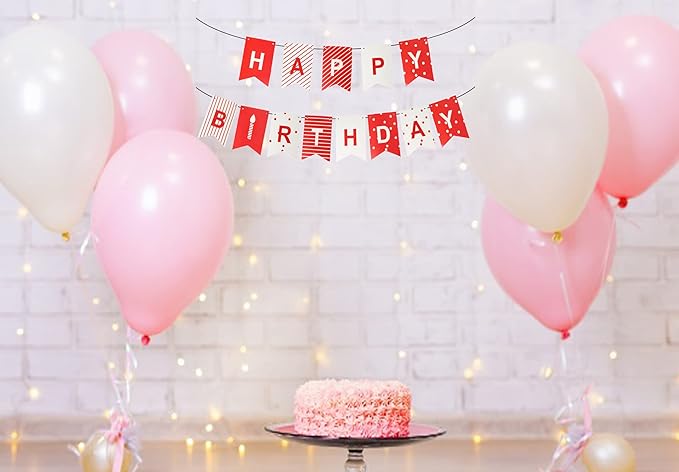 Red Happy Birthday Banner,Birthday Bunting Banner for Party Decorations