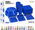 350 Pcs Dark Blue Plastic Plates For Party, Dark Blue Disposable Plates Set, 50 Of Each 9" Dinner Plate Set, 7" Dessert Plate, Cups, Napkins & Cutlery Plastic Dinnerware Set Exquisite