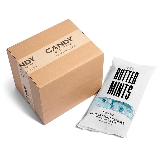 Candy Envy - Baby Boy Buttermints - 10 Bags Casepack with Approximately 100 Mint Per Bag - Baby Shower Favors