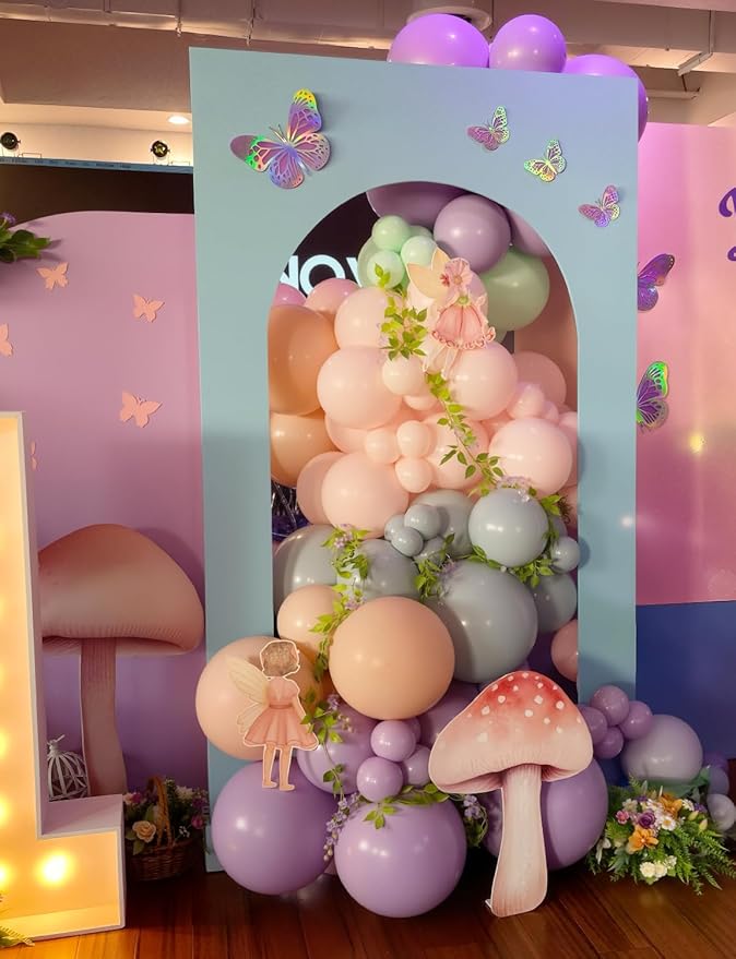 Fairy Balloon Arch Kit – 159PCS Pastel Pink Purple Dusty Blue Green Orange and Gold Balloons, for Fairtale Birthday, Baby Shower, Spring Garden Tea Party, Wonderland Party Decor
