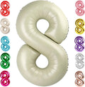 40 Inch Number 8 Balloon, Cream White 8 18 28 80 Birthday Balloons for Men Boys, 8th Birthday Decorations Party Supplies, Wedding, Graduations