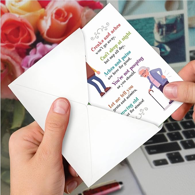 NobleWorks - Humorous Birthday Greeting Card with 5 x 7 Inch Envelope (1 Card) Bday Creaks and Aches C2390BDG