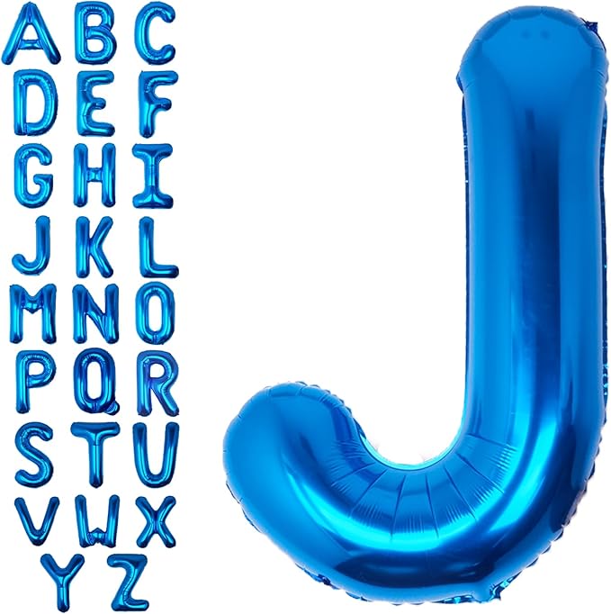 40Inch Blue Letter J Balloon Foil Helium Letter Balloons A-Z Giant Large Mylar Big Party Balloon for Birthday Party Decorations