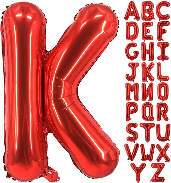 Lovoir 40 Inch Large Red Letter K Balloons Big Size Jumbo Mylar Foil Helium Balloon for Birthday Party Celebration Decorations Alphabet Red K