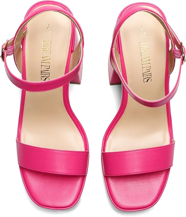 DREAM PAIRS Heels for Women Block Chunky Platform High Heels Open Toe Fashion Wedding Party Evening Prom Dance Ankle Strap Dress Pump Sandals Shoes