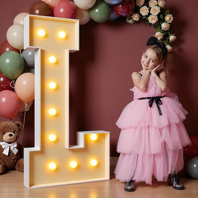 imprsv 4FT Marquee Letters Large Light Up Letters for Birthday Party Decor Wedding Decorations, Marquee L for Party Decoration Large Signs Arch Kit Decorations
