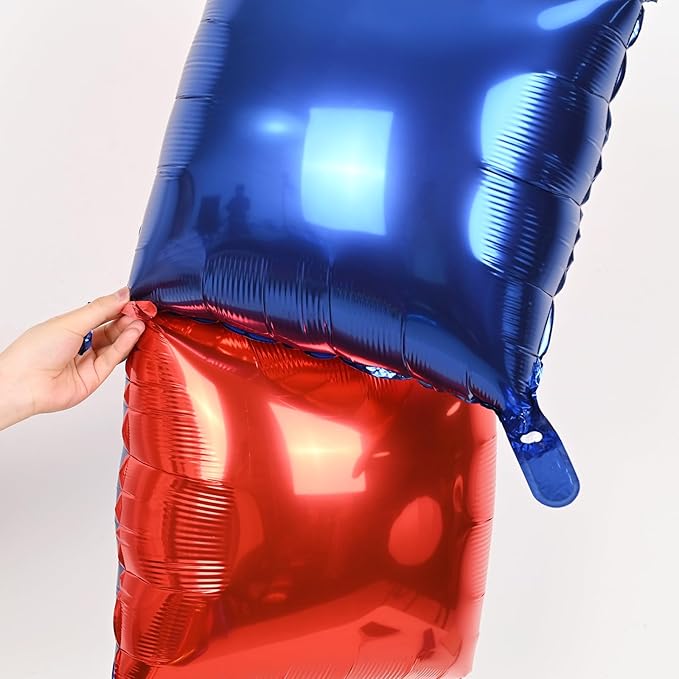 Red and Blue Square Foil Balloons Wall, Double Sided Chrome Deep Blue Red Balloons Tunnel Arch Kit Backdrop for Boys Birthday Graduation 4th of July Nautical Party Theme Decorations