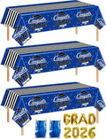 7-Pack Graduation Party Decorations Set, 3 Blue Graduation Tablecloths 54x108in, 2026 and Grad Balloons, 2 Foil Fringe Curtains for High School College Graduation Party Photo Booth