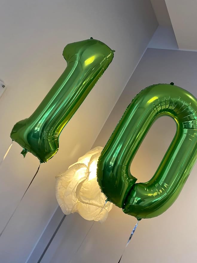 Dark Green Number 0 Balloon 40 Inch, 0 Balloon Number for 10th 20th 30th 40th 50th 60th Birthday Decorations, Dark Green Party Supplies