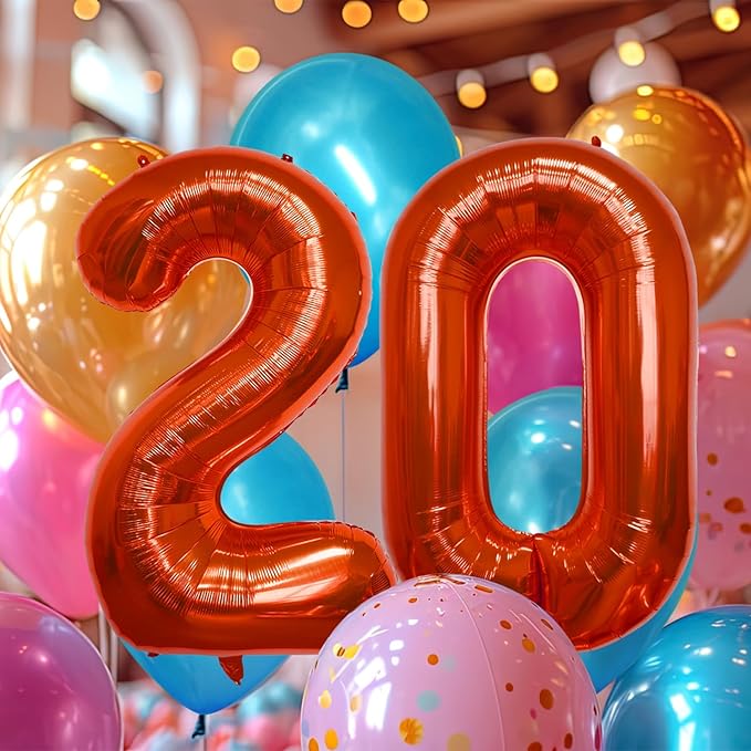40 Inch Large Red Number Celebration and Decoration Balloon for Birthday Parties, Graduations, Anniversaries, Weddings, Photo Shoots, Special Events - Helium Foil Mylar (Red Number 20)