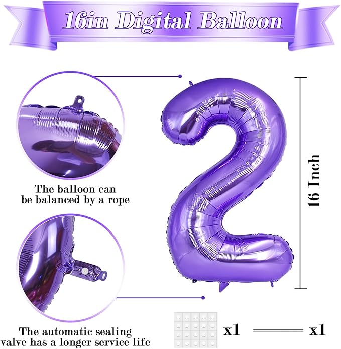 TONIFUL 2026 Purple Foil Number Balloons 16 Inch Purple Number Banner 2026 Graduation Aluminum Foil Mylar Balloons for New Year Eve Christmas Anniversary Party Supplies