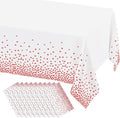 misaya 10 Packs Dot Disposable Table Cloth, 54 x 108 Inch Waterproof Plastic Tablecloth, Rectangle Pink Dots in White Table Covers for Easter, Picnic, Birthday, Party