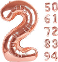 Rose Gold 2 Balloon, Number Balloons 40 Inch, 2nd Balloon Number Birthday Decorations, Second Two Birthday Party Supplies, Number 2