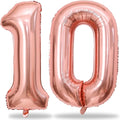 Rose Gold Number 10 Balloons for 10th Birthday Decorations, 40 Inch Rose Gold Helium Mylar Foil Number 1 & 0 Balloons for Girls, 10th Birthday Balloons for Women Anniversary Party Supplies