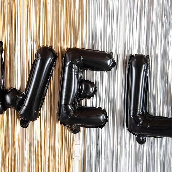 Restaurantware-Balloonify 16 Inch Letter Balloon, 1 Alphabet Party Balloon - Letter E, Self-Sealing, Black Foil Mylar Finish, Hanging Loop, Decoration For Birthday, Wedding, Or Graduation