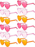 Photect 12 Pair Heart Shaped Sunglasses Neon Color Transparent Heart Glasses for Women Party Favor