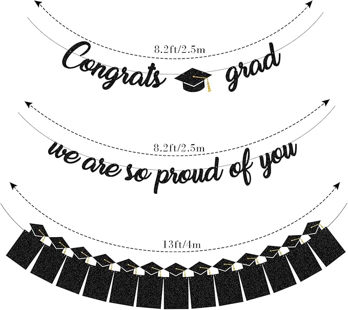 Graduation Decorations Class of 2025 Party Supplies - Congrats Grad, We are So Proud of You Banner and high school,college Graduation Photo Banner (Pre-Strung)