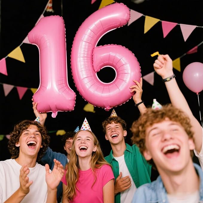 Pink Large 6 Number Balloons 40 Inch Big Foil Helium Number Balloons 6 Jumbo Happy 6 16 26 Mylar Birthday Party Decorations for Girl Anniversary Party Supplies
