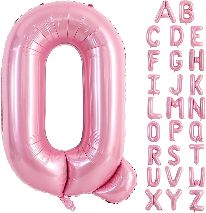 TONIFUL 40 Inch Large Pink Letter Q Balloons Giant Foil Mylar Alphabet Balloon for Birthday Party Anniversary Baby Shower Wedding Supplies Decorations