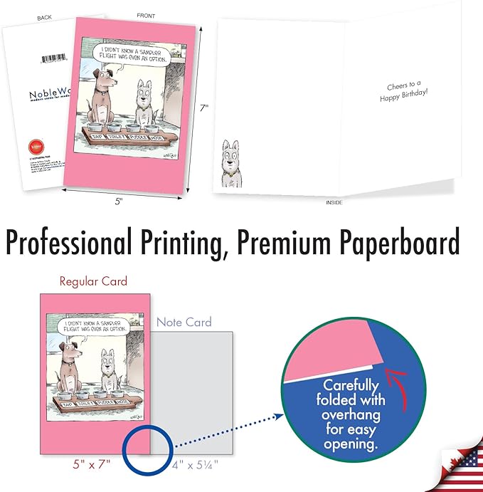 NobleWorks Humorous Funny Puppies Birthday Greeting Card with 5 x 7 Inch Envelope (1 Card) for Men and Women, Bday Dog Sampler Flight C10294BDG