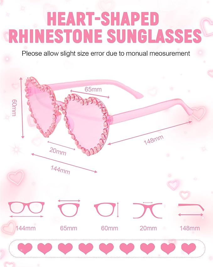20 Pairs Heart Shaped Sunglasses for Women Colorful Glasses Fun Trendy Transparent Heart Sunglasses Party Favor