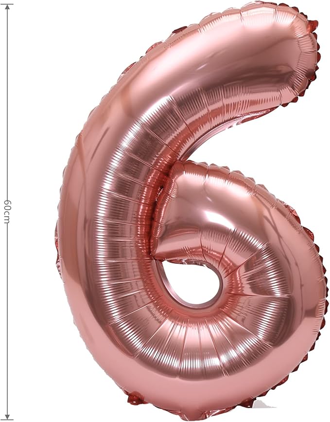 YPSelected 32 Inch Large Foil Helium Number Balloon Birthday Wedding Party 0-9 (Rose Gold, 6)