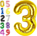 Numbers Balloons, 40 Inch 3 Balloon for Birthday Party Decoration, Gold Number 3 Ballon for 3, 13, 23, 30 Celebration, Boy and Girl Birthday, Christmas, Anniversary Decor