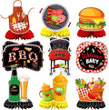 JULMELON 9PCS BBQ Baby Shower Party Decorations Honeycomb Centerpieces, 3D Double Side Summer Picnic Centerpieces for Tables Cookout BBQ Birthday Picnic Themed Party Decorations Supplies