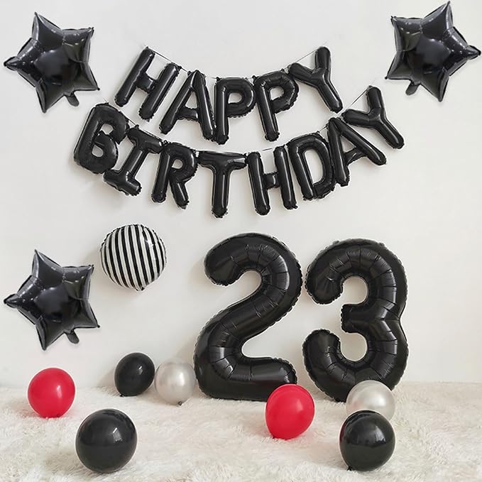 Black Alphabet A-Z Balloons 2 Set 52Pcs 16in Foil Letter Party Decor - Black Balloon Alphabet A-Z Party Supplies Decorations