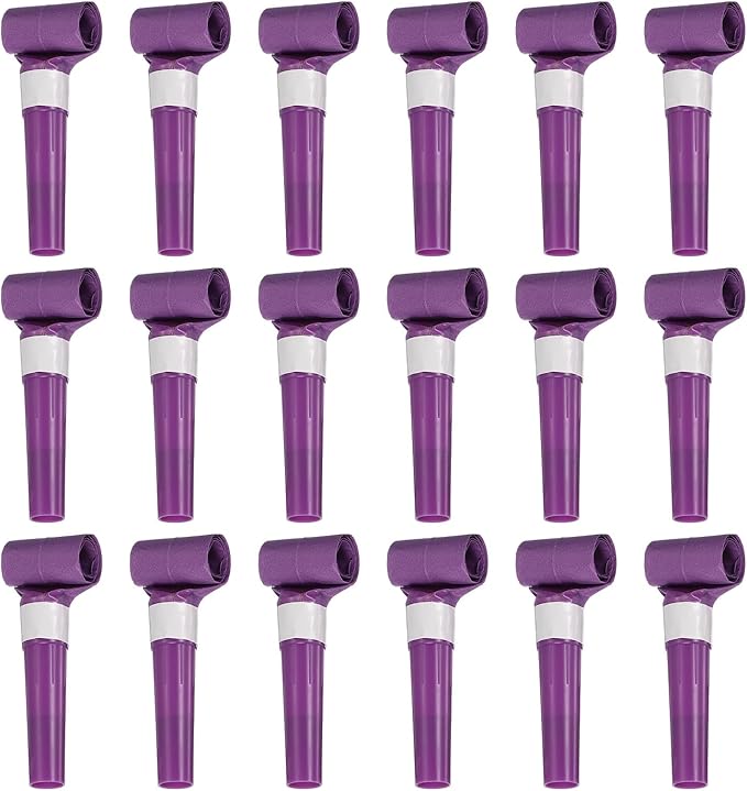 uxcell 20 Pcs Colorful Noise Makers Plastic Party Blowers Party Favors for Birthday Parties Holiday Christmas New Years Gift Favors, Purple