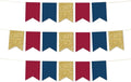 Andaz Press Hanging Pennant Banner with String, Burgundy, Navy Blue, Faux Gold Glitter, 1-Set, 24 Pennants, Approx. 12-Feet Long, Jewel Autumn Theme Colored Supplies