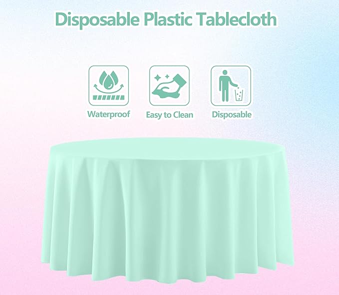 4 Pack Round Pastel Table Cloths for Parties,84 Inch Colorful Plastic Tablecloth,Disposable Table Cover for Birthday Wedding Baby Shower Party Decoration (Pink Yellow Green)