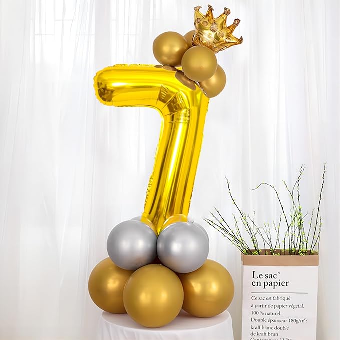Gold Number Balloons Birthday Balloons - Giant Gold Number 7 Balloon 40 inch, Numbers Balloon Birthday Decorations, Gold Party Supplies for Women Men