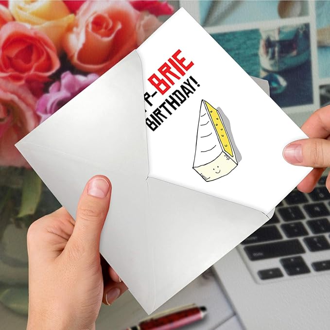 The Best Card Company Funny Birthday Greeting Card w/ 5 x 7 Envelope for Men and Women (1 Card) Birthday Puns-Brie C6119EBDG