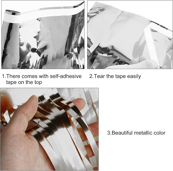 WILLBOND 4 Packs 40 Feet Fringe Garland Foil Fringe Garland Metallic Tinsel Foil St. Patrick's Day Hanging Banner for Wedding Birthday Parties Holiday Decorations Graduation