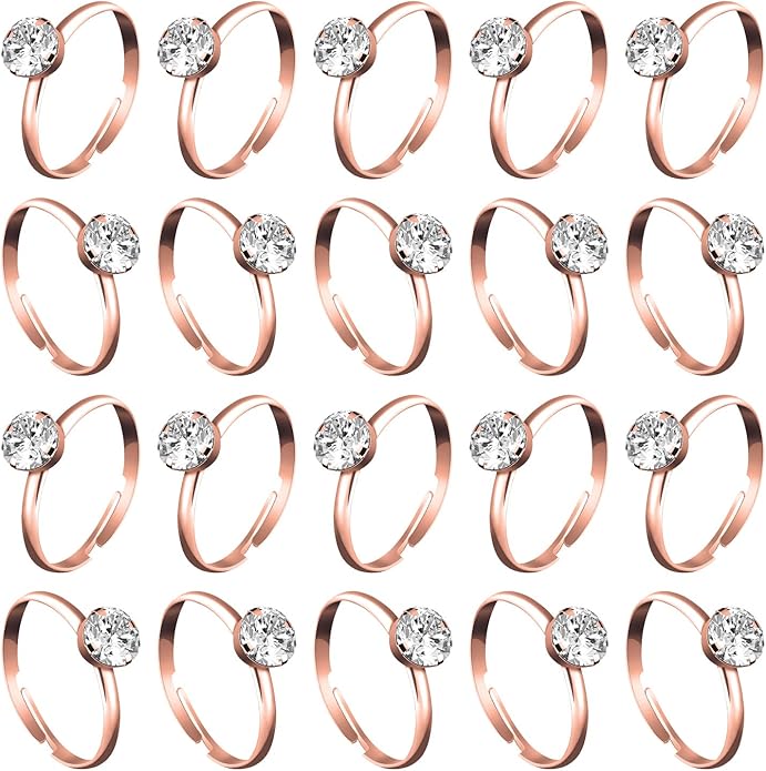 Whaline 36 Packs Diamond Engagement Rings Bridal Shower Rings for Wedding Table Decorations, Party Supply, Favor Accents, Cupcake Toppers