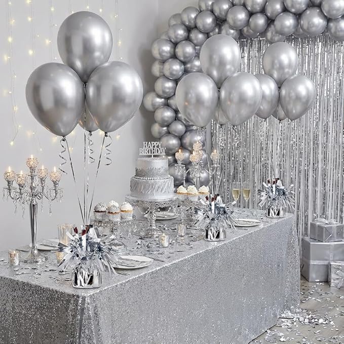 Aluminum Foil Balloon Weights for Parties (12 pcs) - 0.31lb (140g) Each - Premium Balloon Anchors for Birthday, Wedding, Dinner, Indoor & Outdoor Decorations(Silver 12pcs)