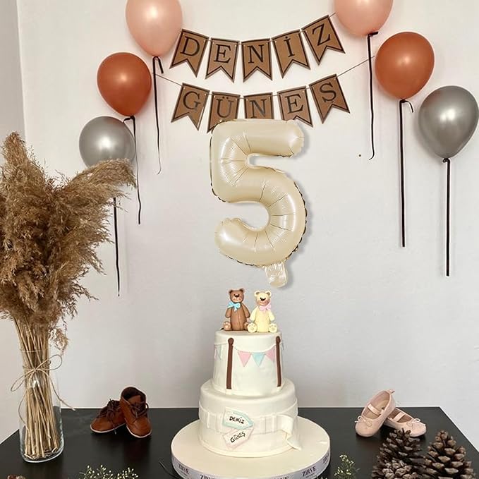 TONIFUL Balloons 16 Inch Caramel 0-9 Number Mylar Foil Balloons 10 Pcs Custom digitalal Balloons for 2026 New Year Eve Birthday Party Engagement Graduations Anniversary Baby Shower