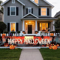 Happy Halloween Banner Large 120 x20 Inch Yard Sign Banner Flag Scary Halloween Party Hanging Decorations for Outdoor Fence Garage Garden Porch Holiday Backdrop Decor