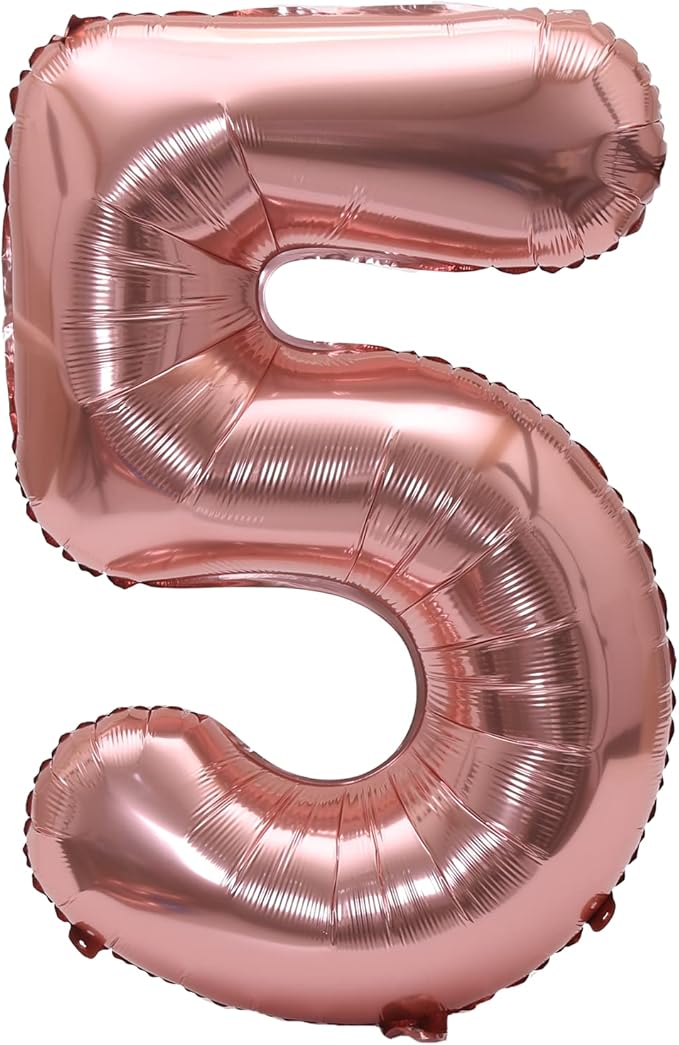 YPSelected 32 Inch Large Foil Helium Number Balloon Birthday Wedding Party 0-9 (Rose Gold, 5)