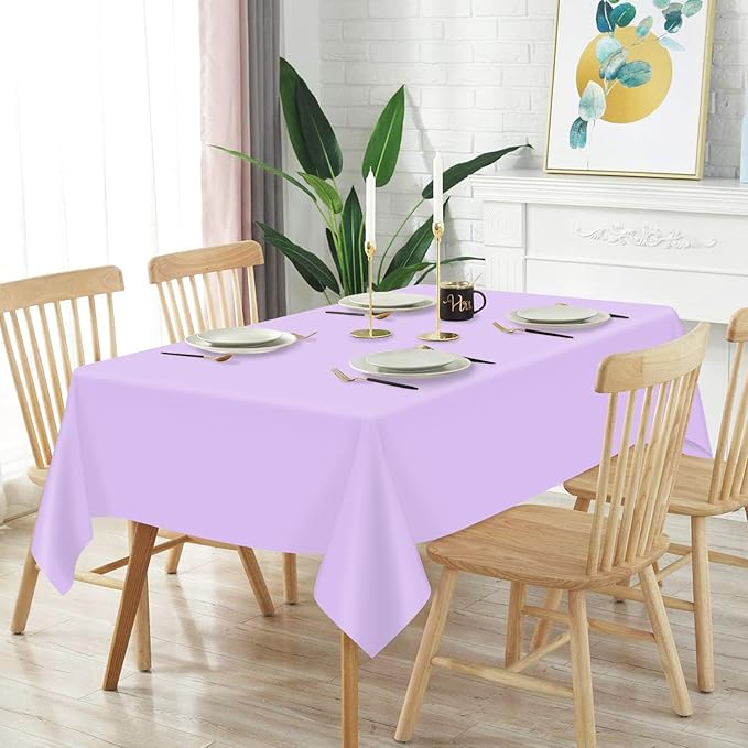 Mulbozy 12 Pcs Light Purple Plastic Tablecloth for Rectangle Table, 54 × 108 inches Disposable Purple Party Table Covers for Birthday, Anniversary, Wedding, Fine Dining, Graduation Party Decoration…